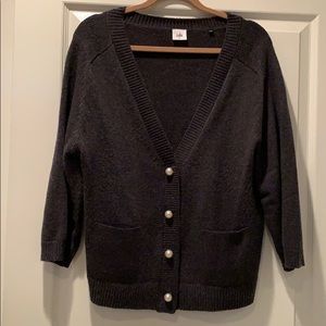 Pearl button dark gray Cabi cardigan SZ M